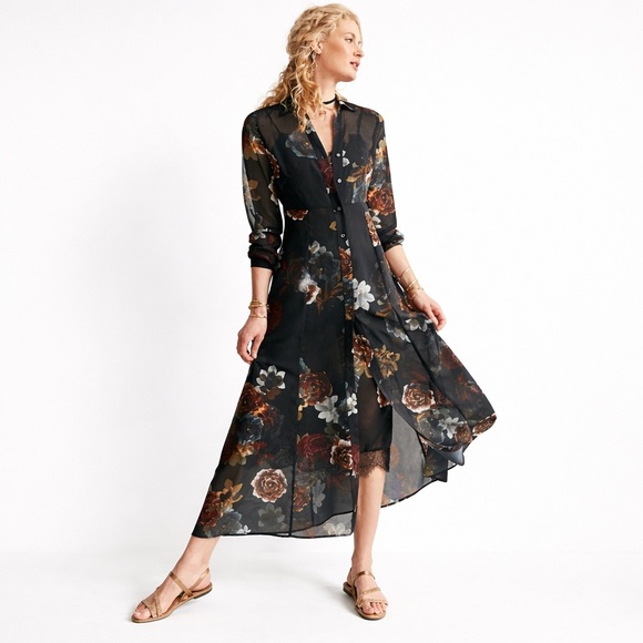 Soft Surroundings Anais Floral Button Down Maxi Dress